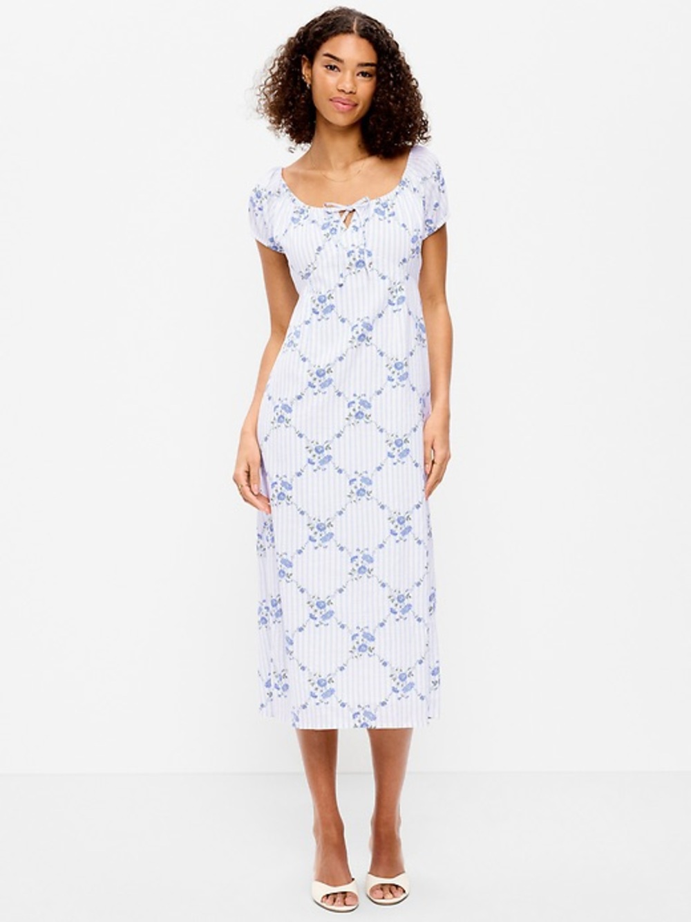 Old Navy Floral Tie-Front Midi Dress